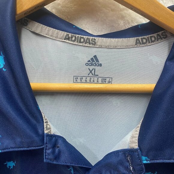 Adidas Prime Green Polo Shirt Men XL Navy Pony Print Performance Golf Athleisure - Picture 2 of 11